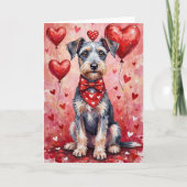 Carte Térrier de Bedlington assis pour la Saint-Valentin (Devant)