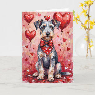 Carte Térrier de Bedlington assis pour la Saint-Valentin