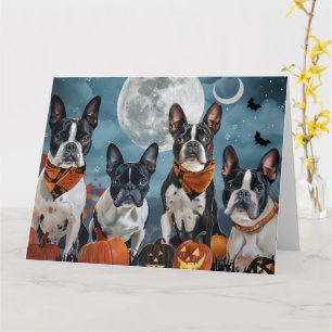 Carte terrier de Boston Halloween effrayant