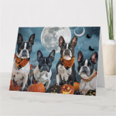 Carte terrier de Boston Halloween effrayant (Devant)