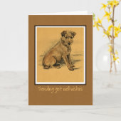 Carte Terrier Dog, Va Bien, Assis (Fleur jaune)