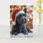 Carte Terrier écossais de Noël à la fourrure (Fleur jaune)