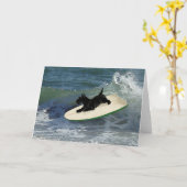Carte Terrier Écossais en train de surfer (Fleur jaune)