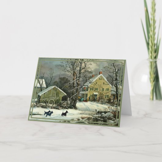 Carte Térrier Écossais Hiver Ancien Style (Devant)