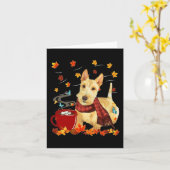 Carte Terrier écossais roux - Automne - Chocolat - Chaud (Fleur jaune)