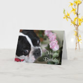 Carte Terrier et fleurs de Boston (Fleur jaune)