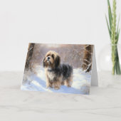 Carte Terrier Tibétain Laissons Il Neige Noël (Devant)