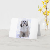 Carte Terrier tibétain sable et blanc (Fleur jaune)