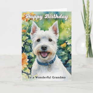 Carte Terrier West Highland Aquarelle Grand-mère Anniver