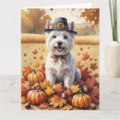 Carte Terrier West Highland Blanc Feuilles d'Automne (Devant)