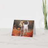 Carte Terrier Wirefox dans les feuilles d'automne chute (Devant)