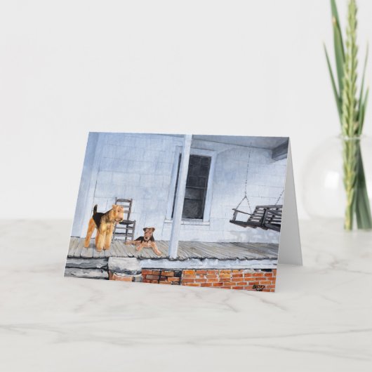 Carte Térriers Airedale sur la véranda (Devant)