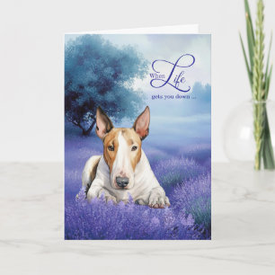 Carte Tervih Bull Terrier Chien Prairie de Lavande