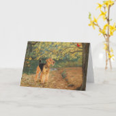 Carte Tervueren Airedale oiseau (Fleur jaune)