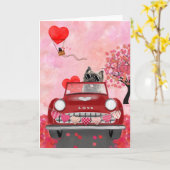 Carte Tervueren Cairn conduisant une voiture avec des cœ (Fleur jaune)