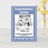 Carte Test de conduite réussi. 3 Caricatures de l'école (Fleur jaune)