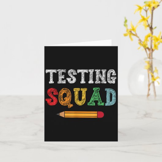 Carte Testing Squad Costume Test Day Teacher Student Fun (Fleur jaune)