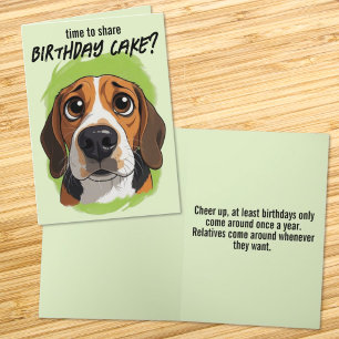 Carte Tête de Beagle de dessin animé mignon Joyeux Anniv