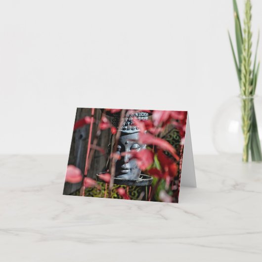 Carte Tête de Bouddha avec le feuille rouge (Devant)
