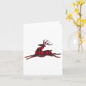 Carte Tête de cerf et de renne à carreaux buffle rouge v (Fleur jaune)