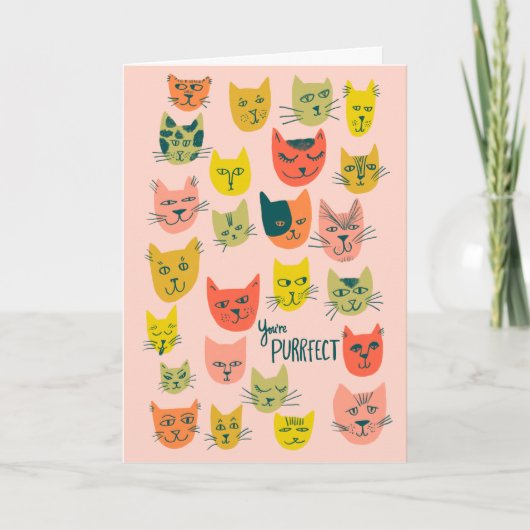 Carte Tête de chat colorée mignonne motif ANNIVERSAIRE A (Devant)