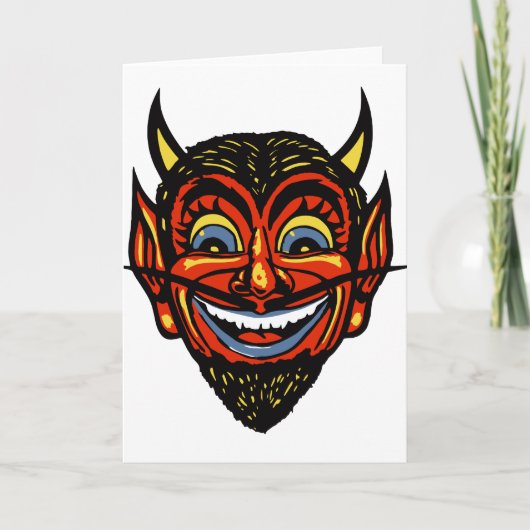 Carte Tête de diable d'Halloween vintage (Devant)
