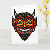 Carte Tête de diable d'Halloween vintage (Fleur jaune)