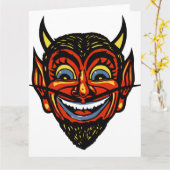 Carte Tête de diable d'Halloween vintage (Fleur jaune)