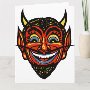 Carte Tête de diable d'Halloween vintage