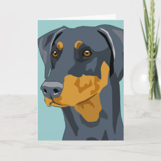 Carte Tête de dobermann, bleu, Uncropped