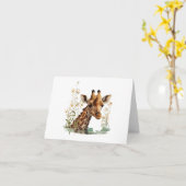 Carte Tête de girafe avec Fleurs BLANC (Fleur jaune)