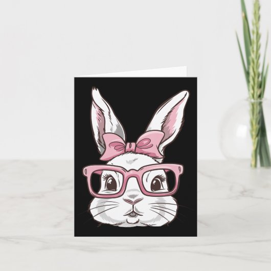 Carte Tête De Lapin Avec Sungles Rose Cravate De Bow Jou (Devant)