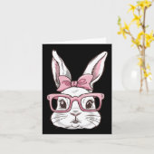 Carte Tête De Lapin Avec Sungles Rose Cravate De Bow Jou (Fleur jaune)