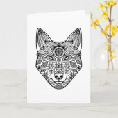 Carte Tête de loup inspirée (Fleur jaune)