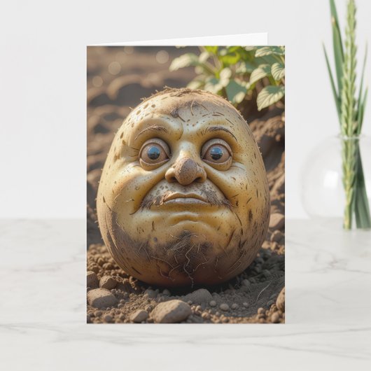 Carte Tête De Pomme De Terre D'Anniversaire Dans Le Jard (Devant)