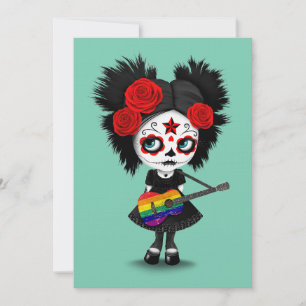 Carte Tête de sucre Jouer Rainbow Drapeau Guitare