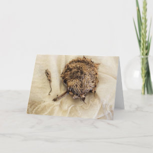 Carte Tête de tournesol séchée "Dernière année" sur tiss