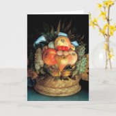 Carte Tête réversible avec le panier du fruit 1590 - (Fleur jaune)