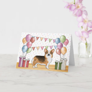 Carte Tête rousse Tri Pembroke Welsh Corgi Joyeux Annive