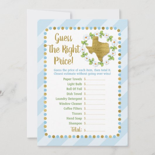 Carte Texas Blue Gold Devine Le bon prix jeu nuptiale (Devant)