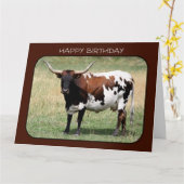 Carte Texas Longhorn Cow Joyeux Anniversaire (Grande Tai (Fleur jaune)