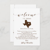 Carte Texas Mariage Welcome Card, lettre et itinéraire (Devant / Derrière)