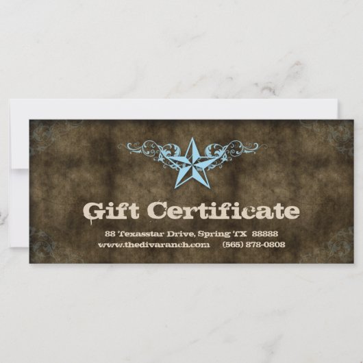 Carte Texas Star Certificat cadeau bébé bleu Brown (Devant)