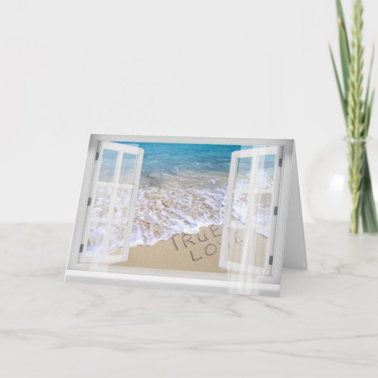Carte Texte Amour Véritable sur la plage (Devant)