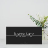 Carte Texte blanc classique simple en noir (Debout devant)