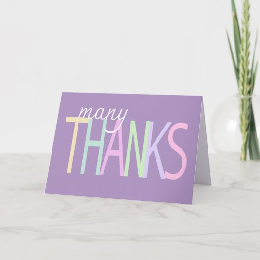 Carte Texte Coloré Merci Sur Violet (Devant)