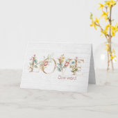 Carte Texte d'amour floral sur le bois (Fleur jaune)