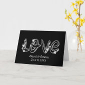 Carte Texte d'amour mariage en noir (Fleur jaune)