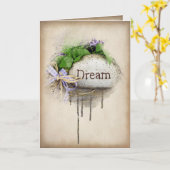 Carte Texte de DREAM taillé dans la pierre (Fleur jaune)