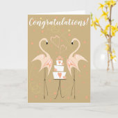 Carte Texte de félicitations de mariage flamant rose (Fleur jaune)